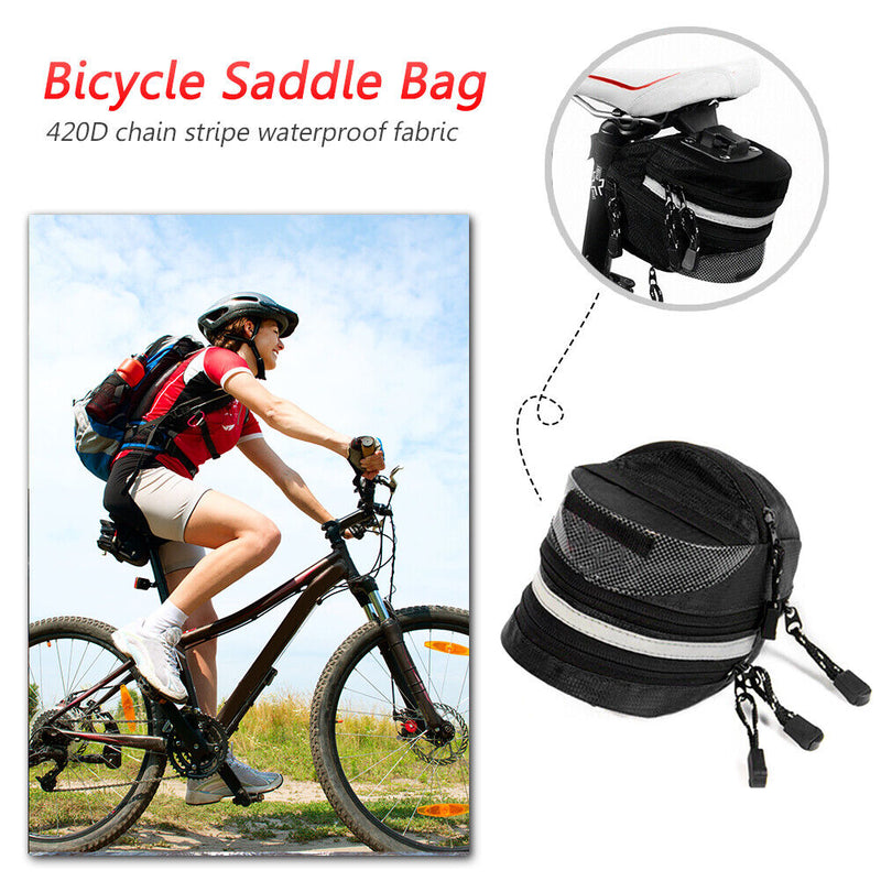 Bicycle Bag Outdoor Storage Pouch Waterproof Saddle Accessories (Black) Newly