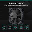 Phanteks 4 Pin PC Case 14cm Cooling Fan Silent PWM Cooler Radiator (Black) Newly