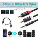3pcs 3.5mm Jack Male to 2 RCA Aux Cable Cotton Braided (0.5 m)