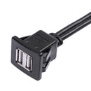 1M Dual USB 2.0 Built-in Female Adapter Port Extension Cable Car Car PC