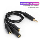 32cm Y Splitter Cable 3.5mm 1 Male to 3 Female Audio Cable for Earphone Headset