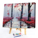 Red woods 50x40cm Oil Paint By Numbers Picture Painting