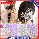 Bride Hair Comb Clip Crystal Rhinestone Flower Faux Beads Wedding Bridal Hair