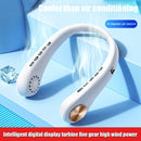 USB 3000mAh LED Digital Display Hanging Neck Fan Summer Air Cooling (White)