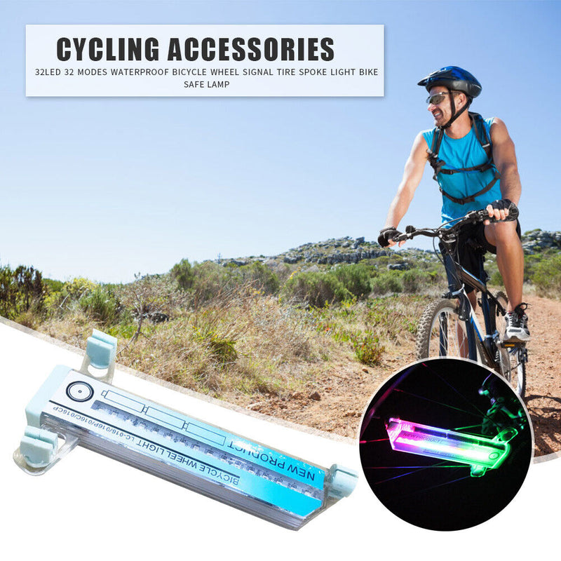 2pcs 32LED Mountain Road Bike Spoke Light Double-Sided Color Warning Lamp Newly