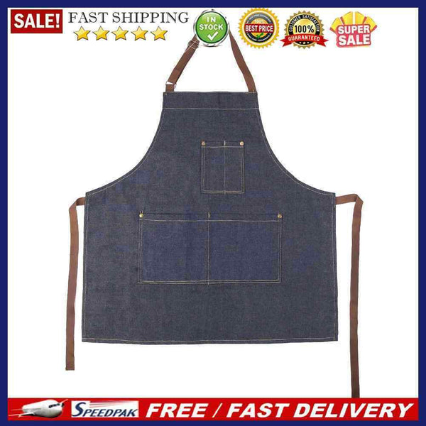 Antifouling Denim Cooking Apron for Kitchen Baking Fast-Food Restaurant Pinaf