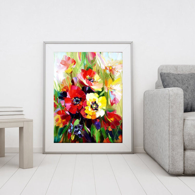 Hand Painted DIY Beautiful Flowers Oil Canvas Paint By Numbers Drawing Kit