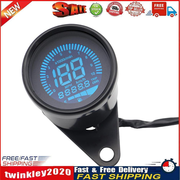 7-Color Backlit LCD Digital Motorcycle Speedometer Odometer Tachometer 12V Newly