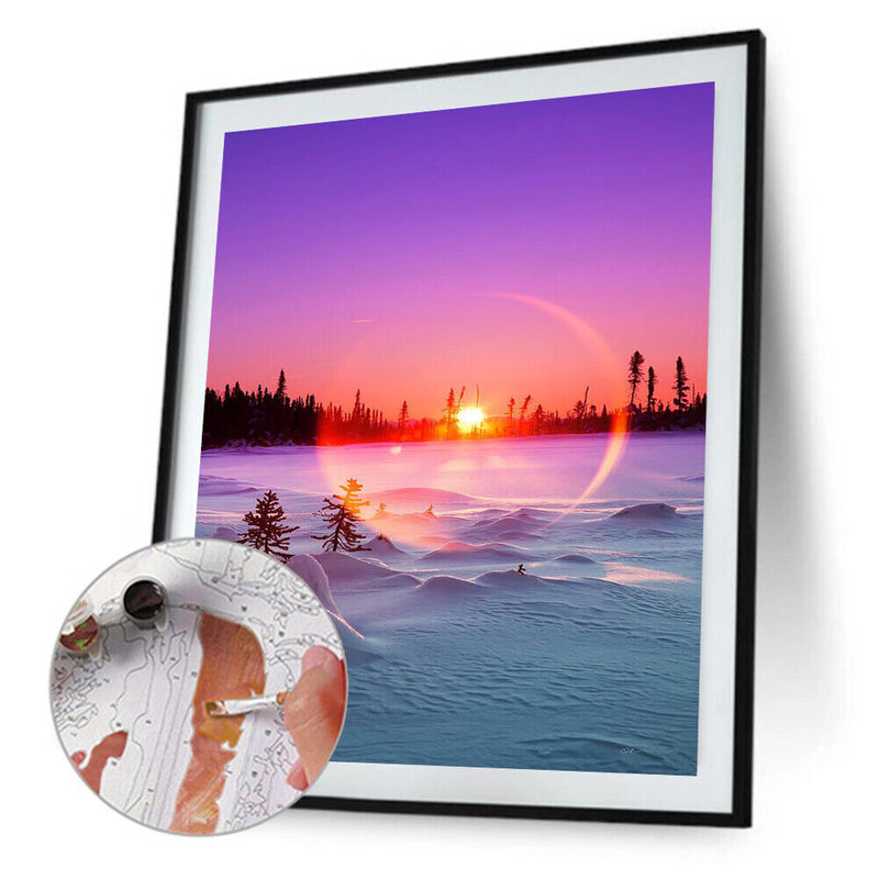 Hand Painted Oil Art Picture DIY Novelty Landscape Frameless Paint By Numbers
