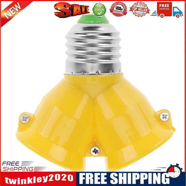 E27 to 2E27 Lamp Holder Converter Socket Splitter Adapter Bulb Base (Yellow