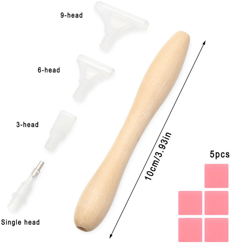 Head 5D Diamond Painting Point Drill Pen Wooden Handle Diamond Painting Tool