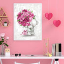 5D DIY Diamond Painting Bouquet Bear Full Round Drill Mosaic Picture Kit