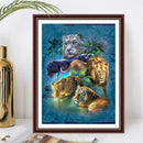 DIY Mosaic Full Round Diamond Painting Kit Animal World Rhinestone Picture Gi