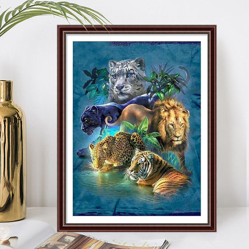 DIY Mosaic Full Round Diamond Painting Kit Animal World Rhinestone Picture Gi