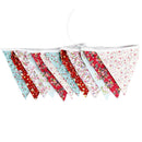 12 Flags Red Pink Blue Cotton Fabric Bunting Pennant Banner Birthday Party