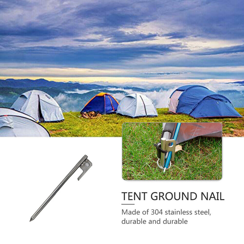 Outdoor Picnic Camping Stainless Steel Tent Pegs Stake Nails Ground Pin Hoo