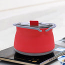 Outdoor Folding Silicone Kettle Portable Mini Boiling Pot w/ Handle (Red) Newly