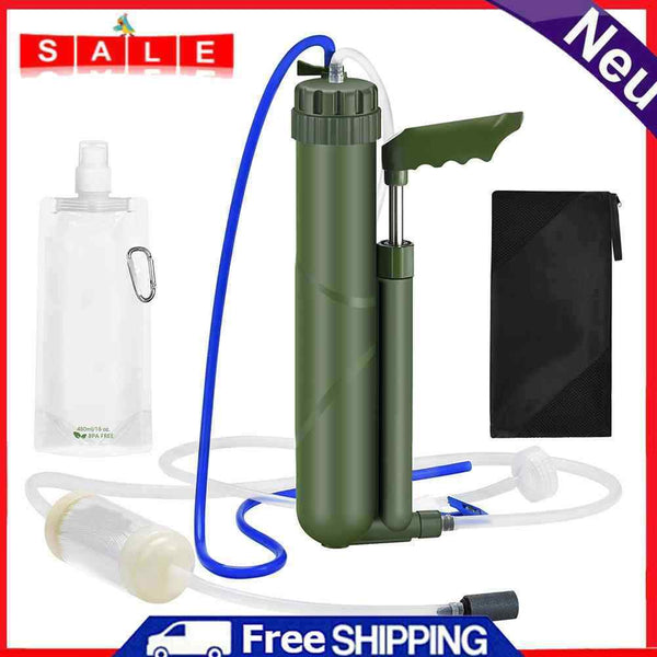 Portable Camping Water Filter Emergency Survival Safety Water Purifier Pump Kit