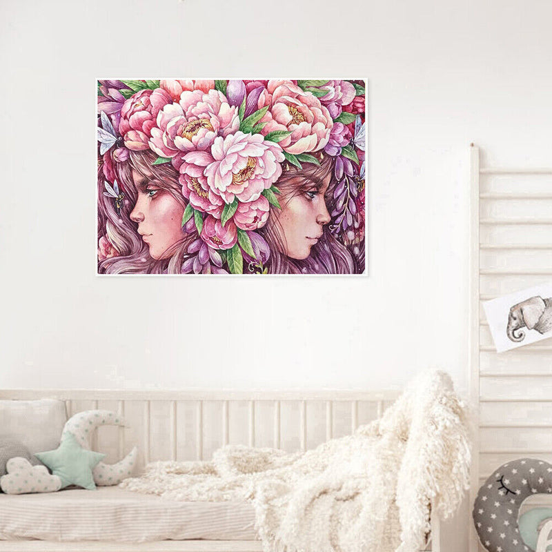 DIY Oil Paint by Numbers Girl in the Flowers Hand Painted Acrylic Picture G