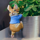 Funny Rabbit Statue Adorable Bunny Sculpture Ornament for Outdoor (Blue) Newly