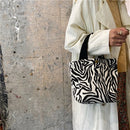 Daily Corduroy Bento Handbag Women Animal Lunch Storage Bag (Zebra Pattern)