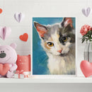 Frameless Oil Paint By Numbers DIY Cat Picture Craft Kit for Home Living Room