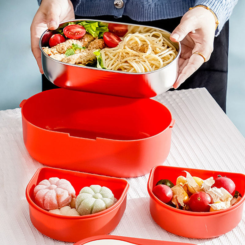 Double Layer Bento Lunch Box Cartoon Food Storage Container Leakproof for Picnic