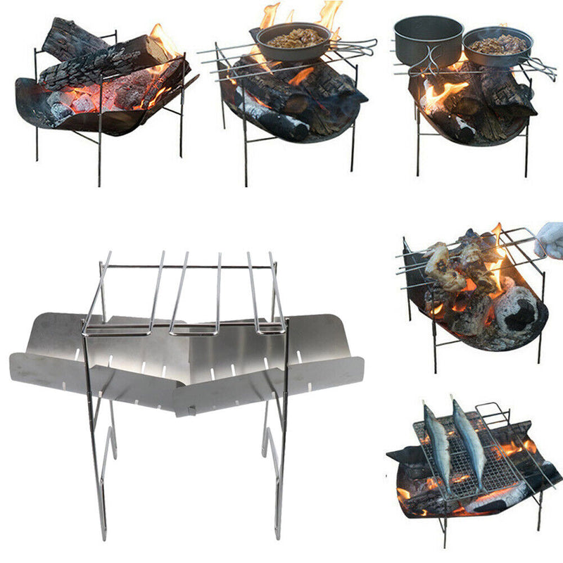 Portable Stainless Steel BBQ Grill Non-Stick Folding Barbecue Picnic Net Rack