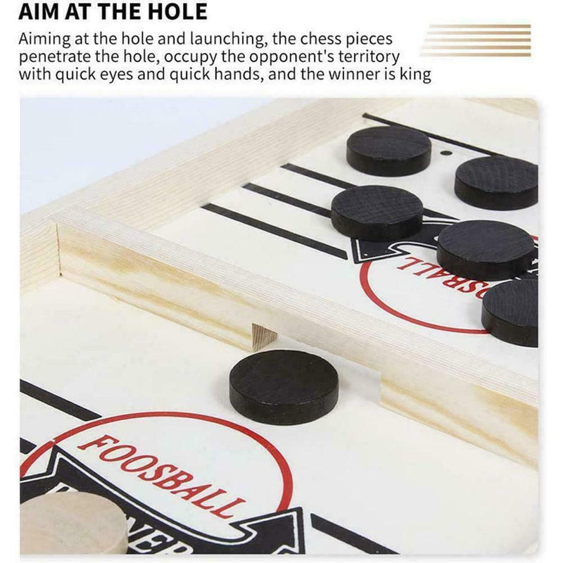 Fun Family Fast Sling Puck Game Wooden Board Table Game Toys Hockey Party M7Y4