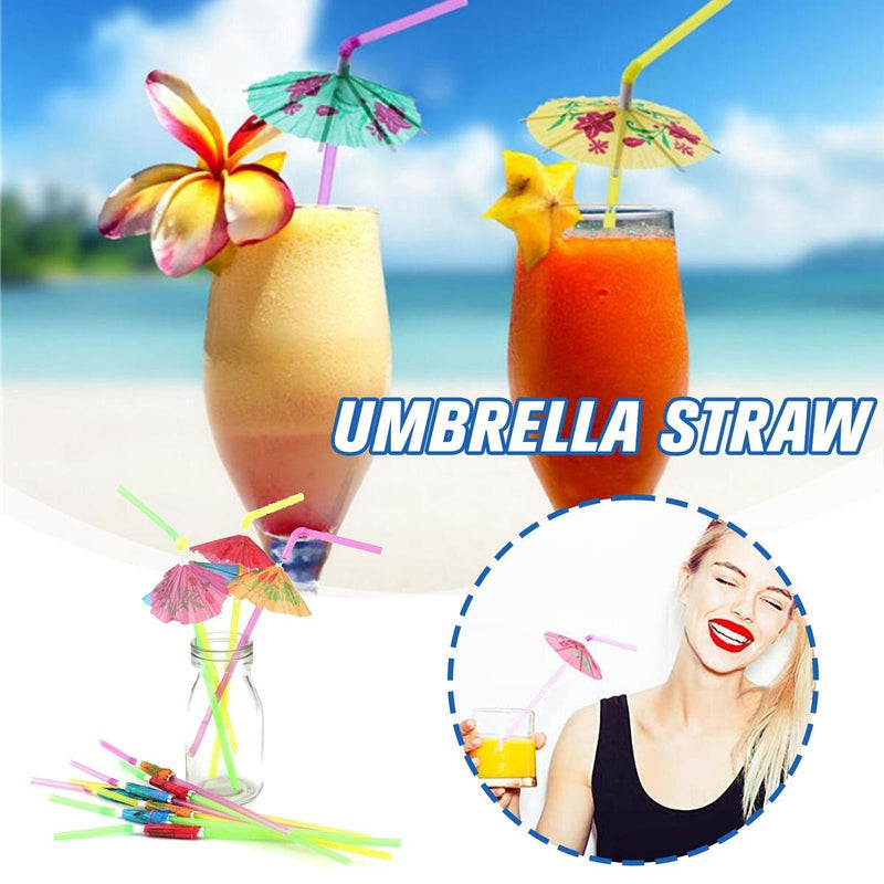 50x Cocktail Umbrella Drinking Straws Birthday Wedding Party Drink Decor`