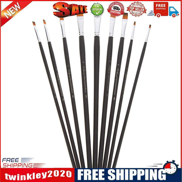 9pcs Nylon Hair Watercolor Oil Acrylic Painting Brushes Pens DIY Art Tools