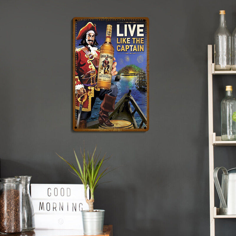 20x30cm Retro Pirate Rectangular Tin Painting Metal Wall Signs Plaque (B)