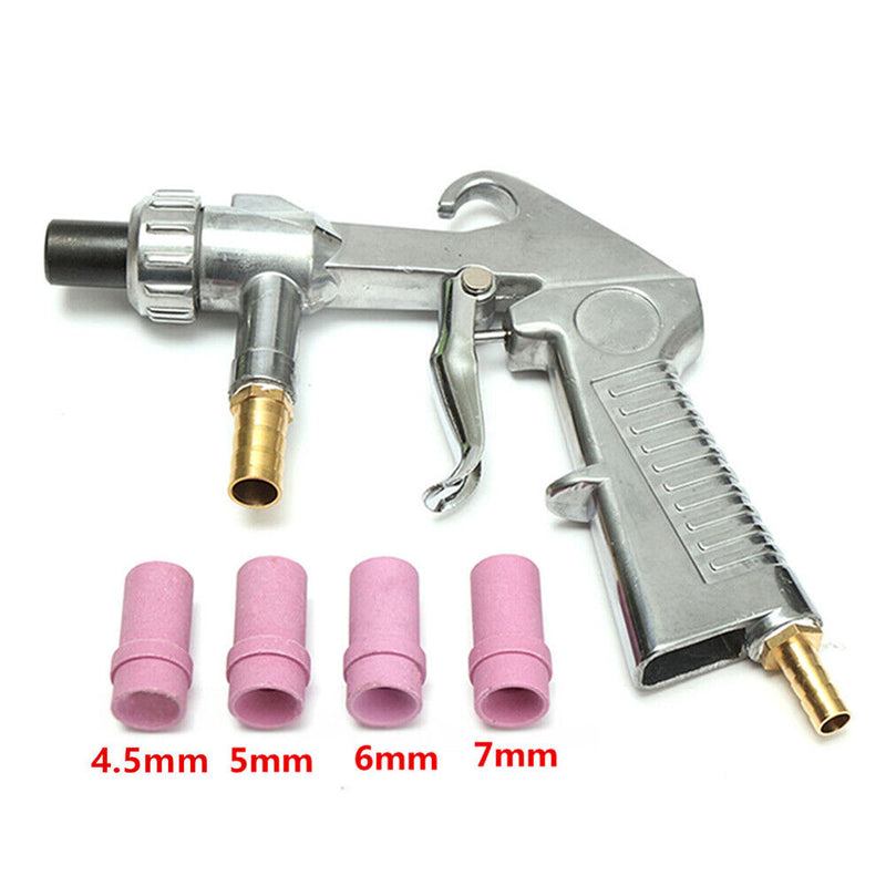 Sandblaster Air Siphon Feed Blast Gun with 1 Metal + 4 Ceramic Nozzle Tips Newly