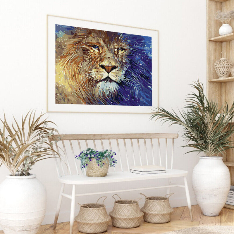 Lion Oil Paint By Numbers Kits DIY Handpainted on Canvas Wall Art Pictures