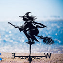 Witch Wind Direction Indicator Garden Metal Stake Weathervane Windmill (A) Newly