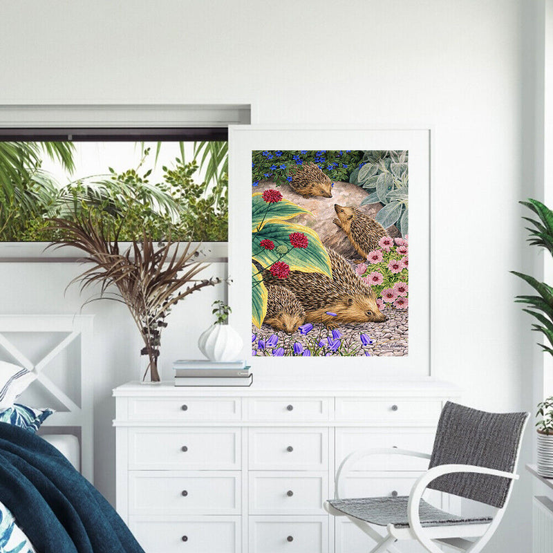 Hedgehog Family Oil Paint By Numbers Kit DIY Drawing for Adults Home Decora