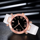 Casual Women Roman Numerals Starry Sky Dial Dress Wristwatch Fashion PU Leather