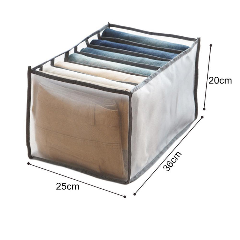 3pcs Cloth Drawer Organizer Cabinet Closet Divider for Jeans (7 Cell Grey)