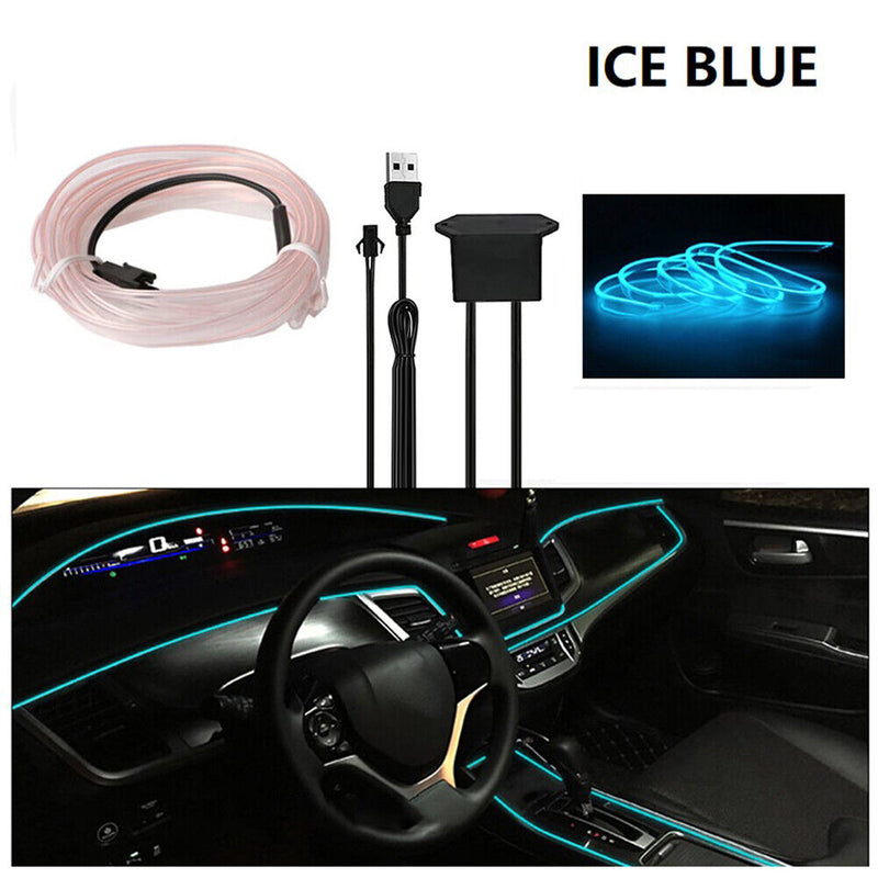 3/5m Car Interior EL Wiring LED Strip Lamp for Auto Party Atmosphere Lighting