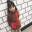 Children Kids Handbag PU Girl Shoulder Messenger Crossbody Bucket Purse/Red