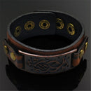 Wide Brown  Cuff Bracelet Leather Wristband Punk Snap Bracelet Wrap Bangle
