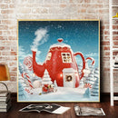 Christmas Cottage Oil Paint By Numbers Kit DIY Frameless Drawing for Adults Home