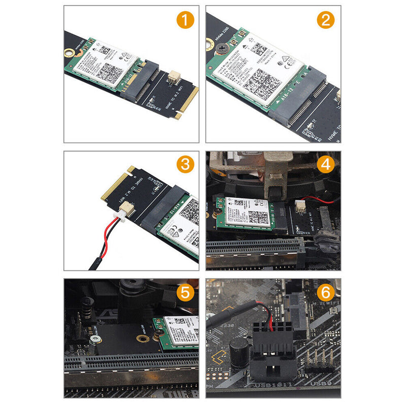 M.2 M Key to NGFF A+E Key Slot PCI Express WiFi Card Adapter for AX200 9260AC
