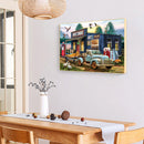 50x40cm Colorful DIY Paint By Numbers Kit Houses Cars by The Lake Decor Gif