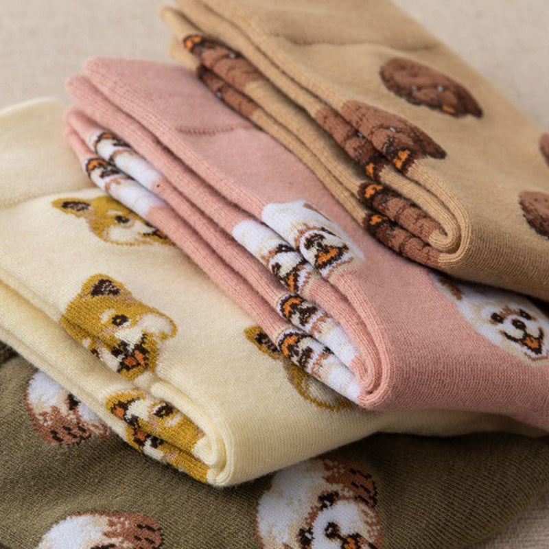 Creative Cute Cartoon Dog Cotton Socks Stockings Middle Tube Socks Female Sox