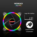 COOLMOON 12cm Wide 4 Pin Cooling Fan Rainbow Lighting Radiator for PC Chassis