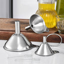 3x Mini Stainless Steel Oil Liquid Dispenser Kitchen Funnel+Cleaning Brush