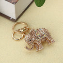 Popular Inlaid Color Cast Elephant Keychain Ladies Bag Pendant(Champagne)