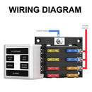 12-32V 6 Way Car Boat Fuse Box with LED Indicator Holder for ATP/ATC/ATO Blade