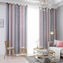 Gradient Hollow Star Curtain Bedroom Full Blackout Window Drapes (Grey)